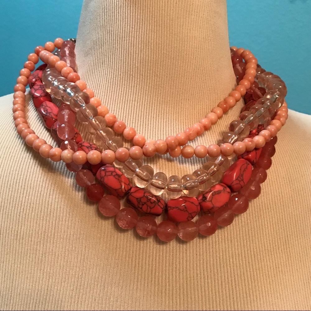 Banana Republic Pink Stone Statement Necklace